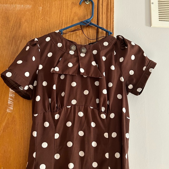 Hell Bunny brown and white retro dress! - Picture 5 of 6